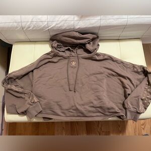 Adidas Brown Cropped Hoodie